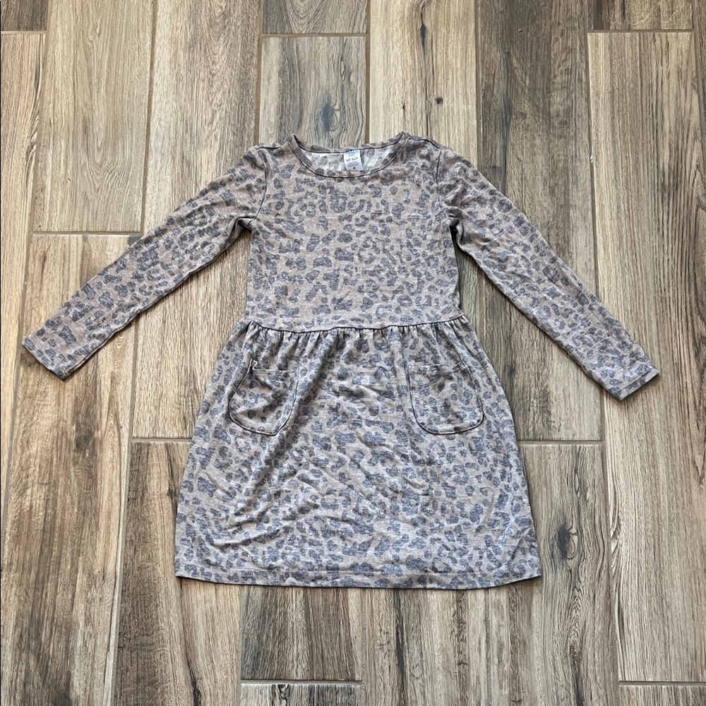 Carter’s Leopard Print Long Sleeve Kids Dress Size 6/6X